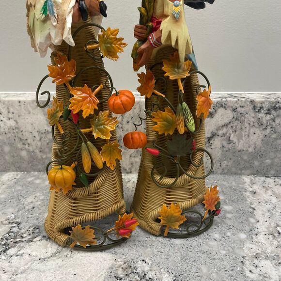 Thanksgiving Native American Chief & Woman Pacific Rim Cubist "Carved" Resin 11" - Picture 8 of 9